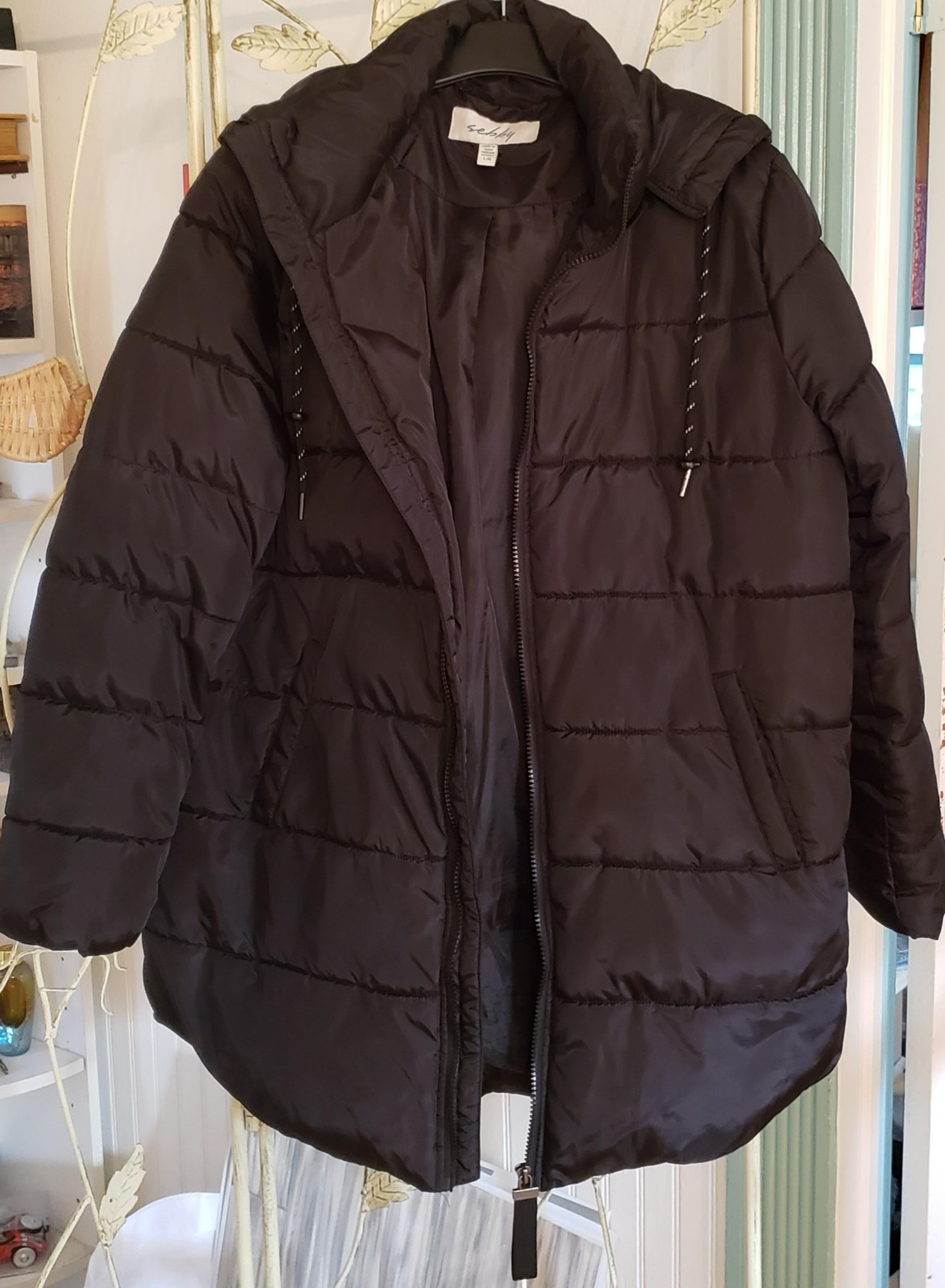 Sebby Black Puffer Winter Hooded Coat Jacket Womens Size Large - Clean and Cute!