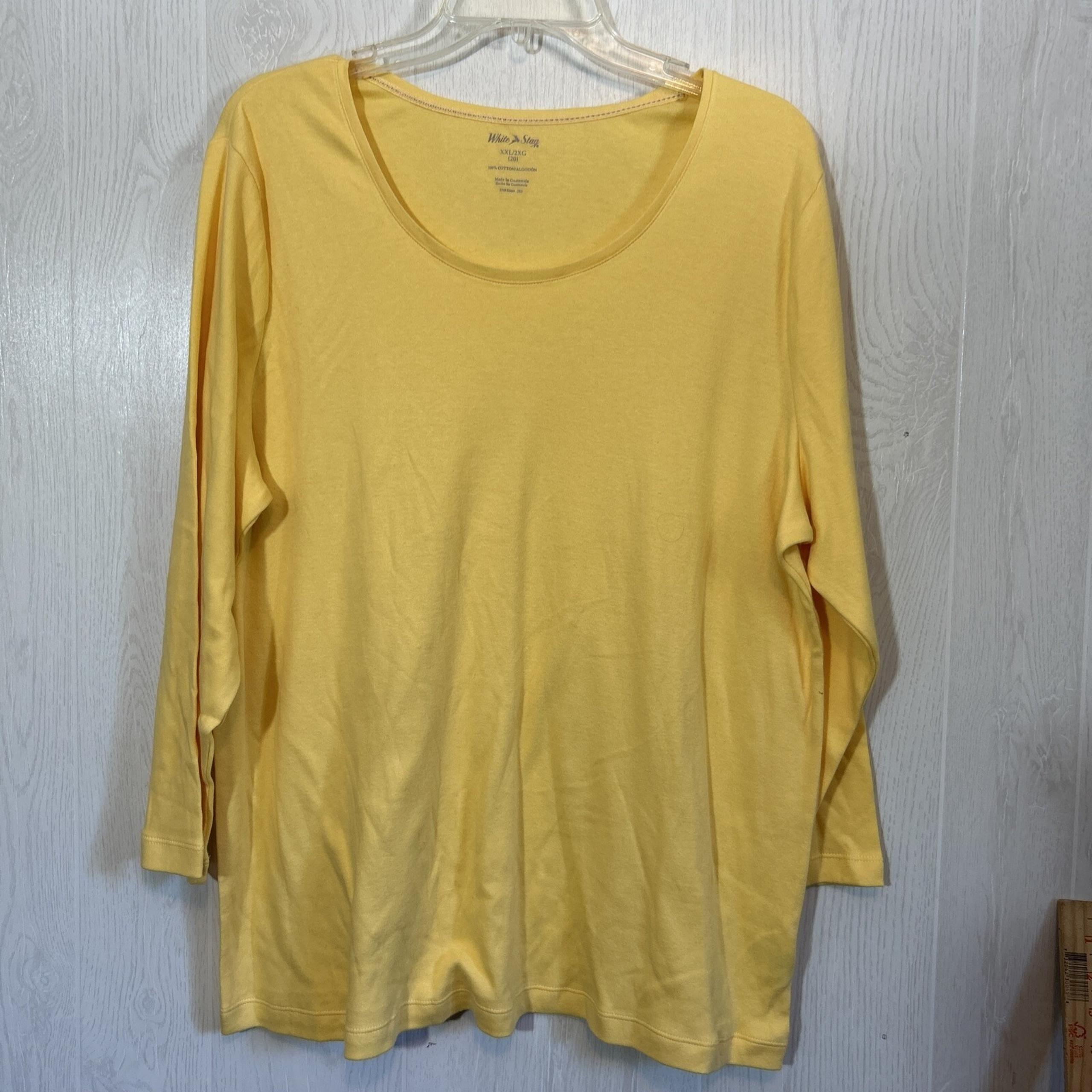 White Stag XXL Yellow Scoop Neck 3/4 Sleeves Knit Top