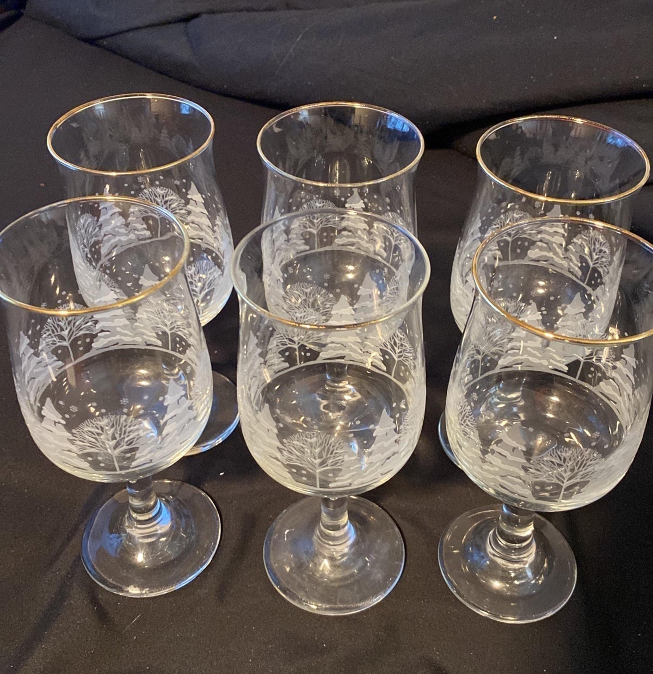 6 vintage libbeys winter wonderland Goblets