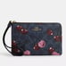 Coach Corner Zip Wristlet in Signature Canvas Cherry Print Gold/Denim Multi NWT