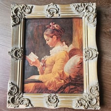 Vintage Ornate Framed Repro Jean Fragonard A Young Girl Reading Print