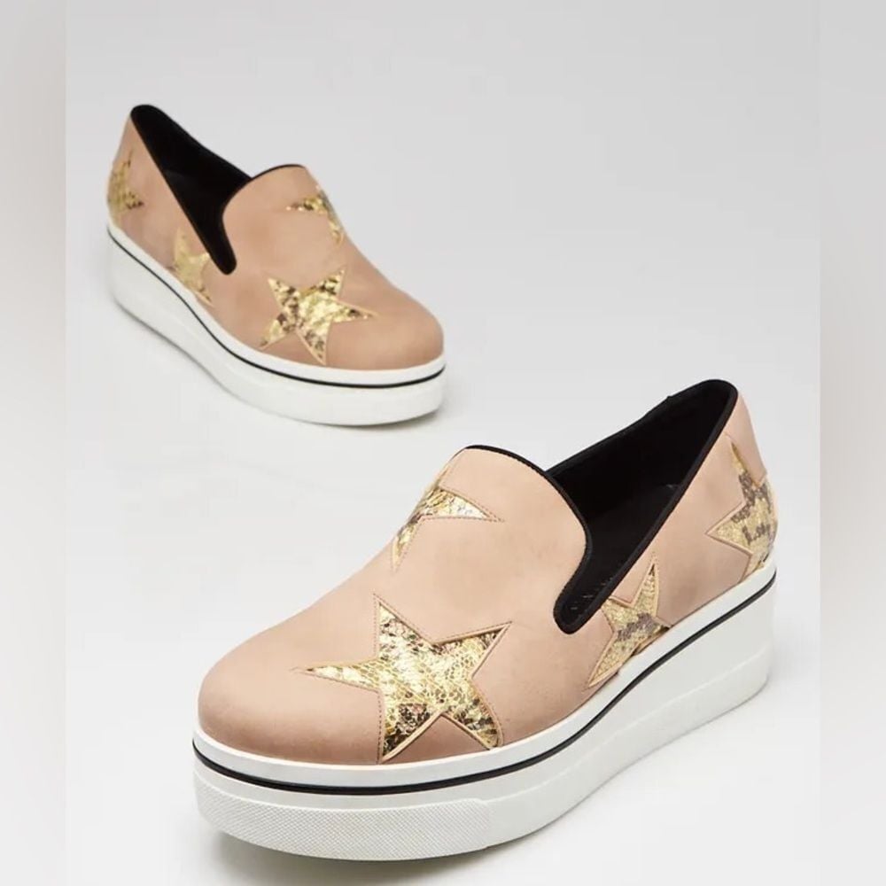STELLA MCCARTNEY beige faux suede star platform slip on sneakers Women's SIZE 39