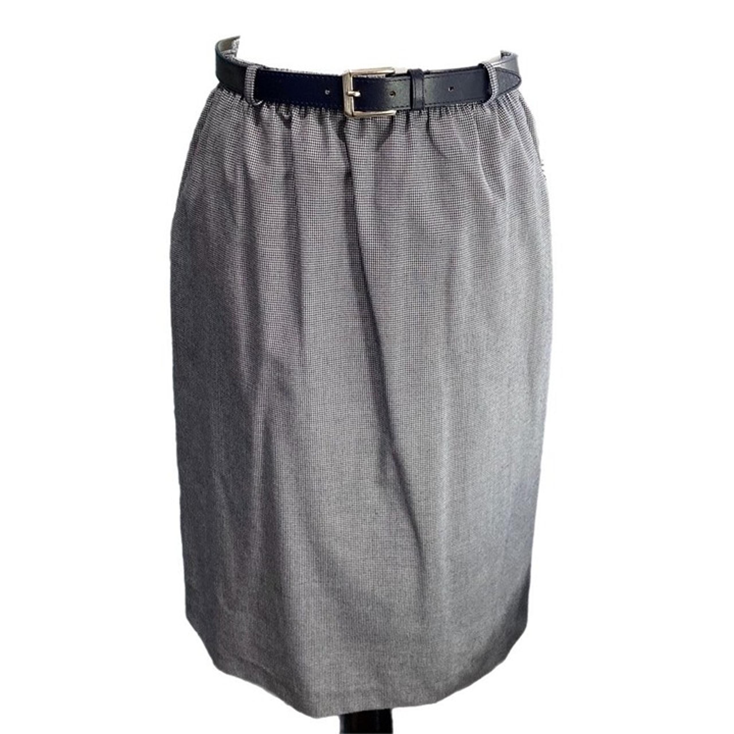 Alfred Dunner Womens Straight Skirt Blue White Houndstooth Belted Petites 6P New