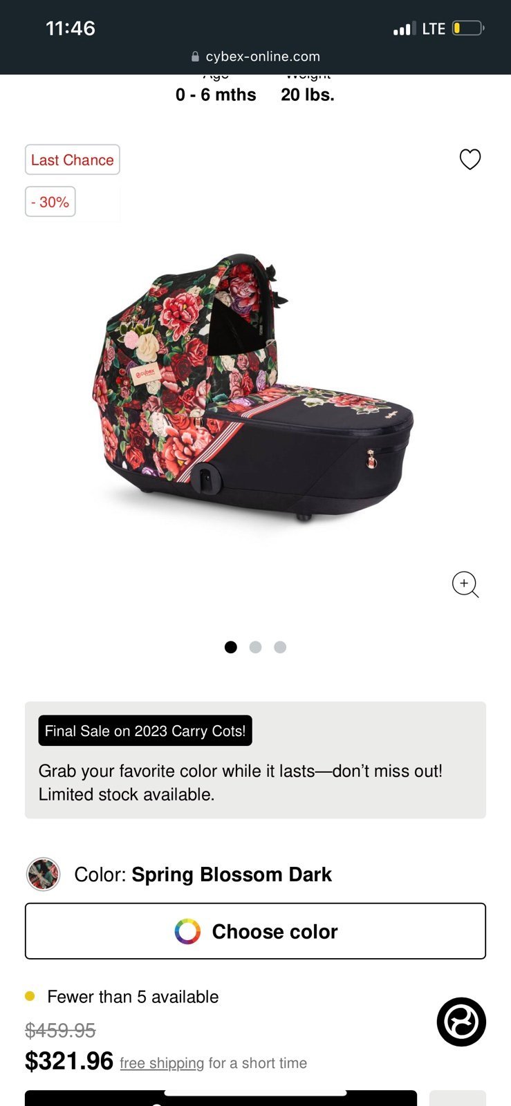 Cybex Mios blossom carrycot lux