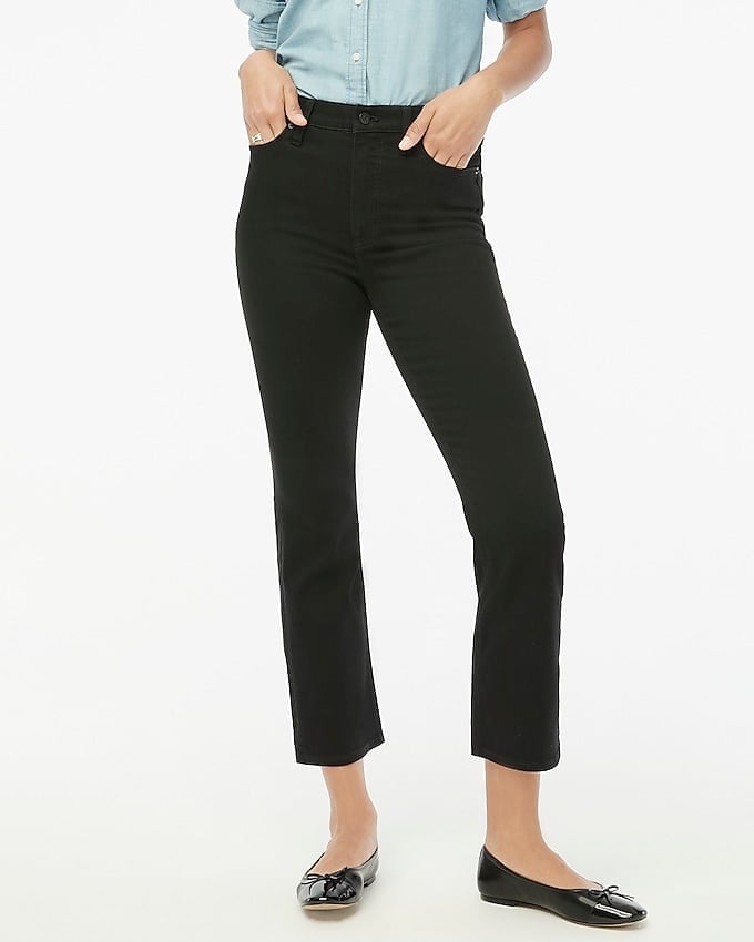 J.Crew High-rise black flare crop jean in all-day stretch in black size 29 NWT