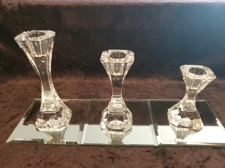 Set of 3 Tapered VILLEROY BOCH Candle Stick Holders Crystal Cocktail Club 6”5”4”