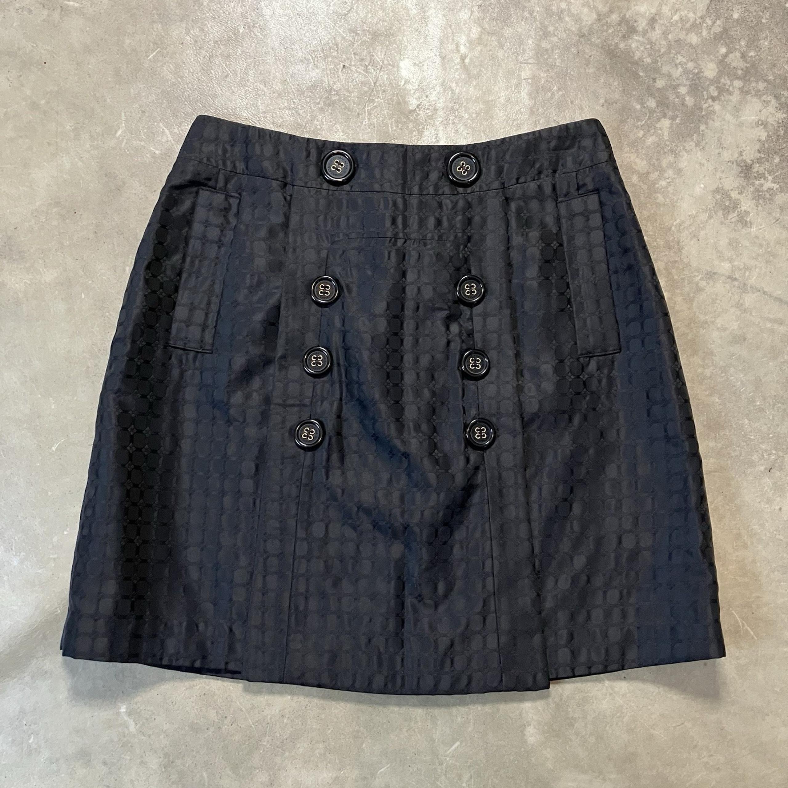 BCBGMaxAzria Skirt 10 Shiny Black Military Double Button A-Line Penny Mini