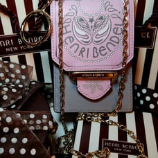 Henri bendel Pink and gray lanyard work id holder