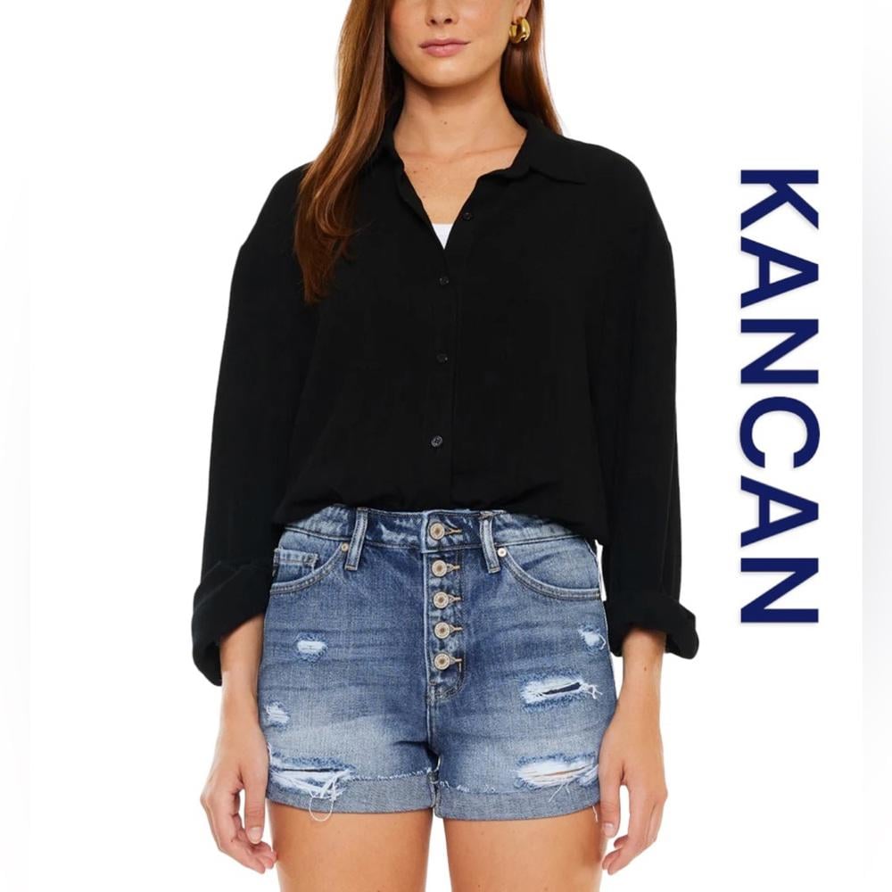 KANCAN Jovana Ultra High Rise Shorts, Cuffed Hem, Size 5/26