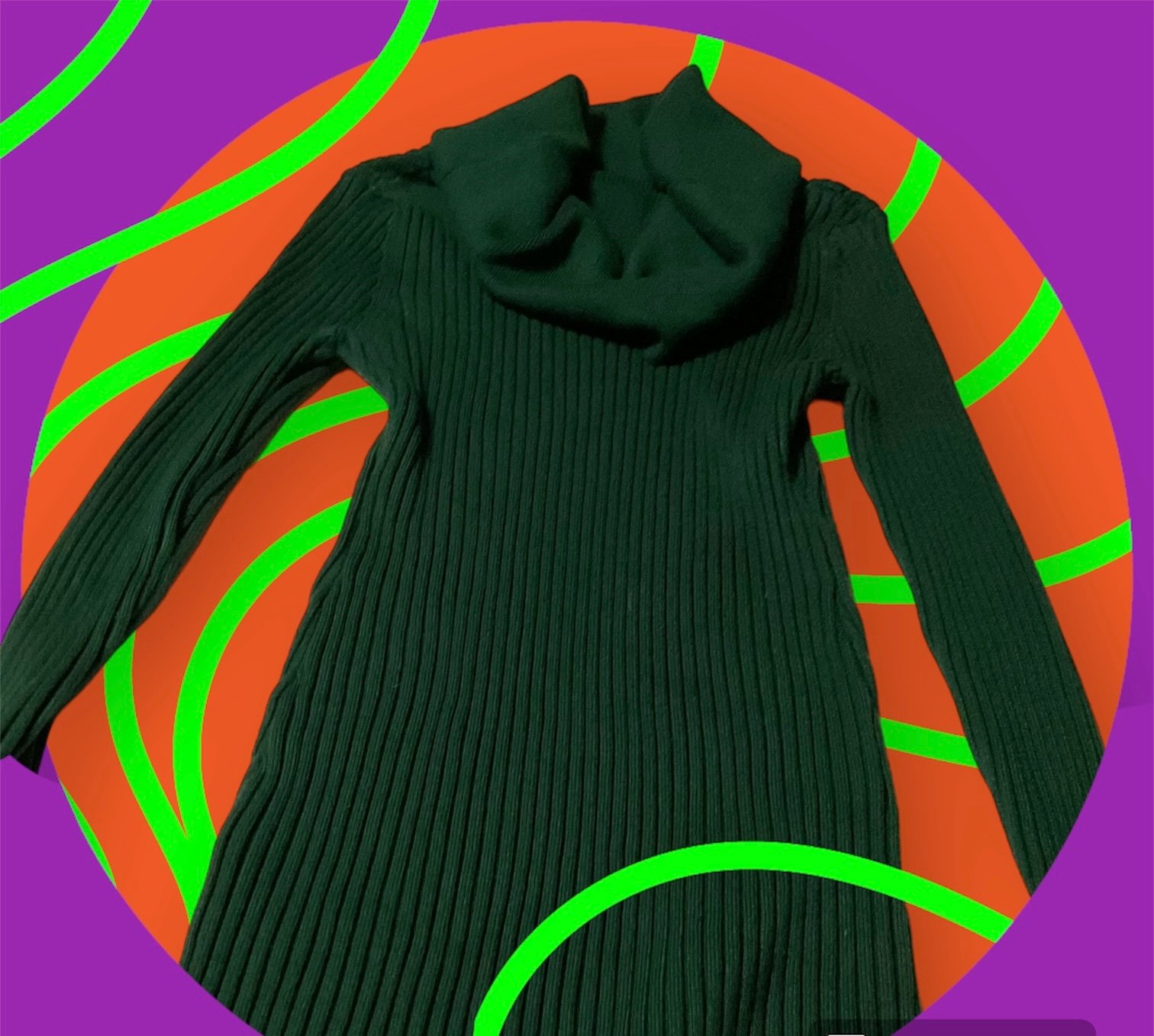 Cowl Neck Sweater, rich forest green, soft, stretchy for multi size fit, Size S