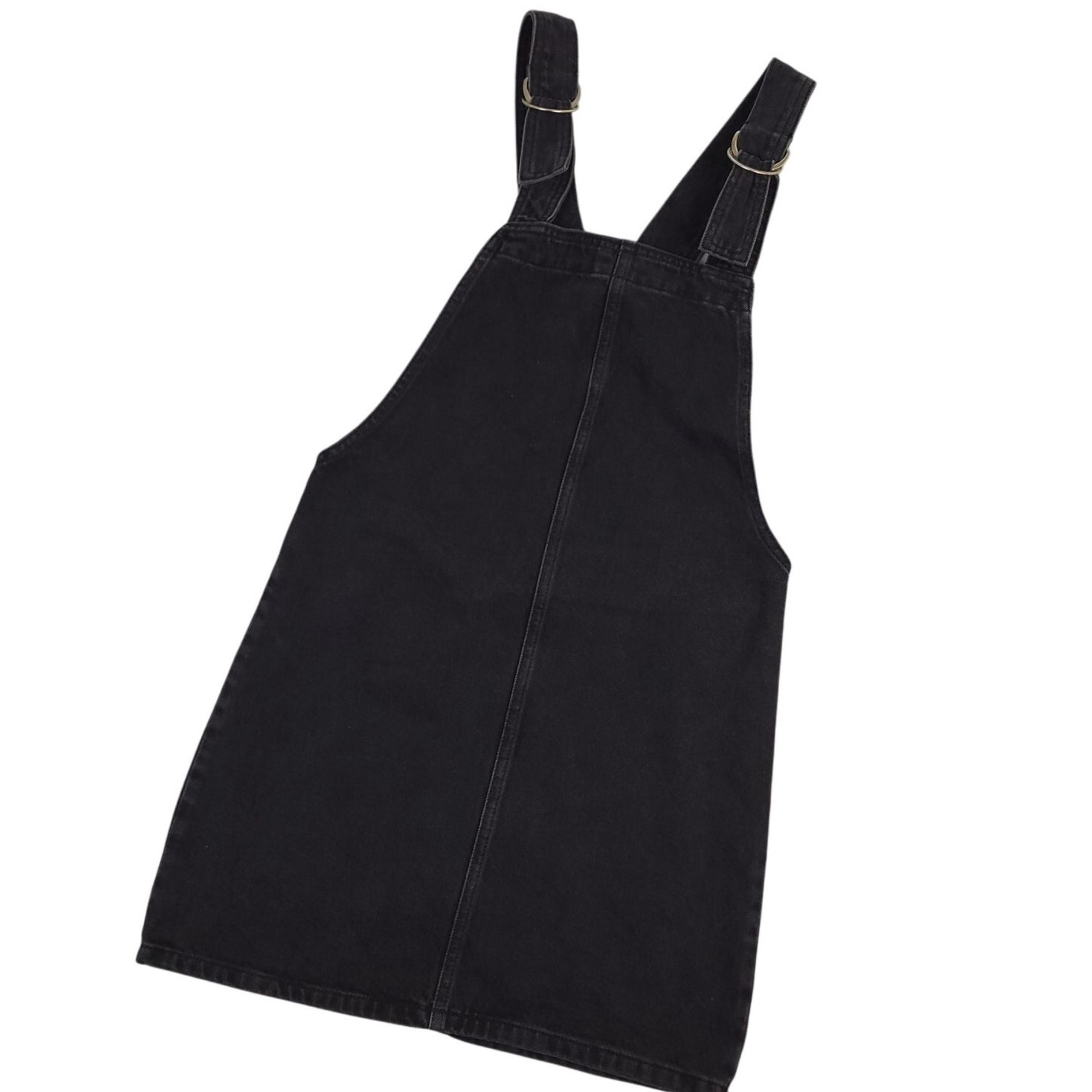 TOPSHOP Moto Washed Black Denim Jumper/Overall Midi Dress Sz 0 Grunge NWT
