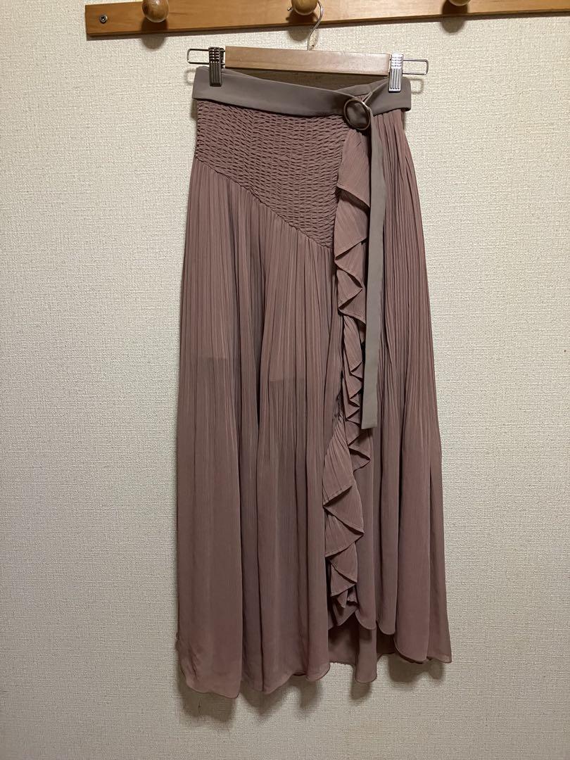 snidel Wrap Skirt Pants with Frills in Dusty Pink, Size 0