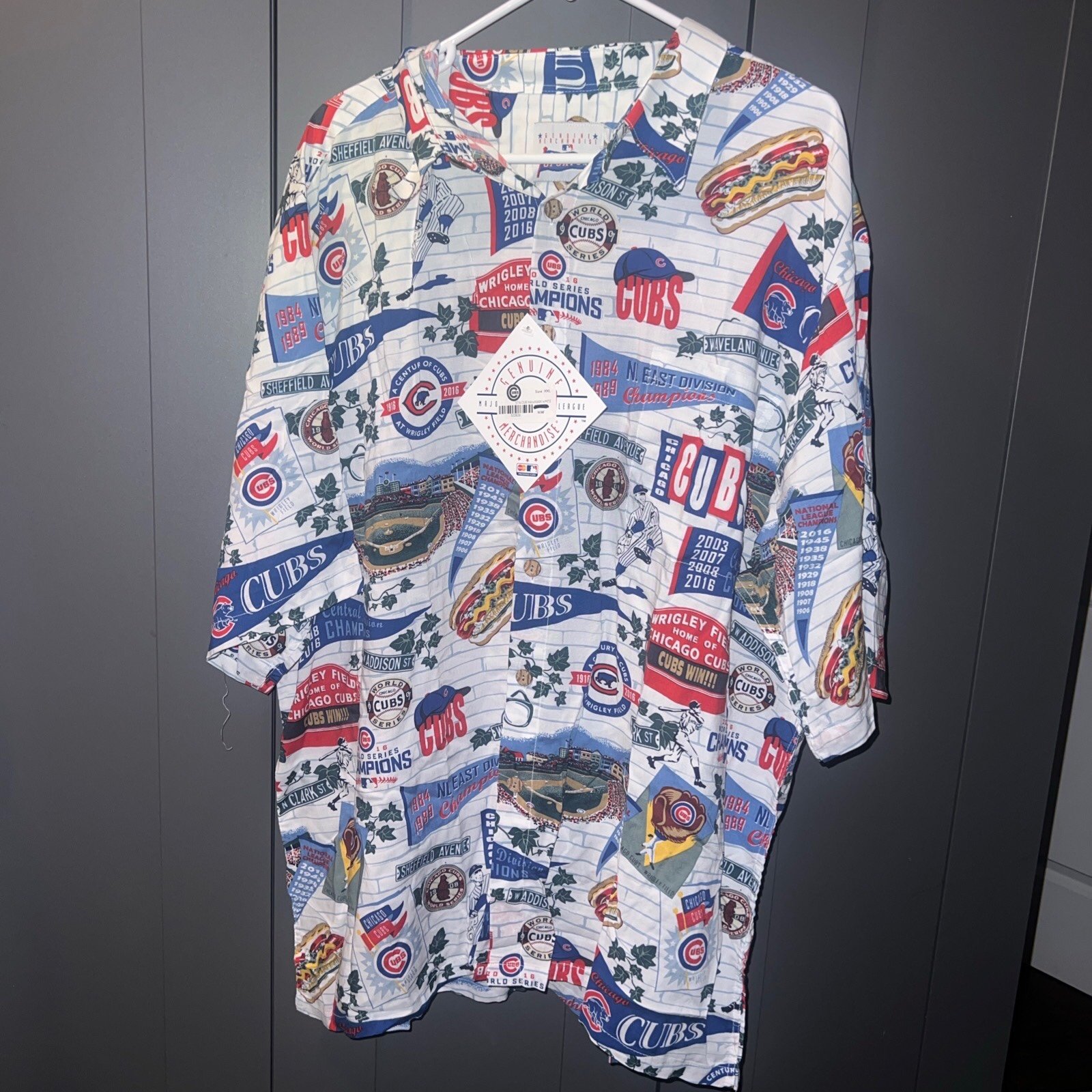 Reyn Spooner Men's XXL Chicago Cubs Hawaiian Shirt Baseball 2XL MLB Short Sleeve