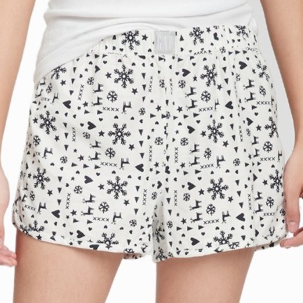 NWOT GAP Body Women's Super Soft White with Black Designs Pajama Shorts Large