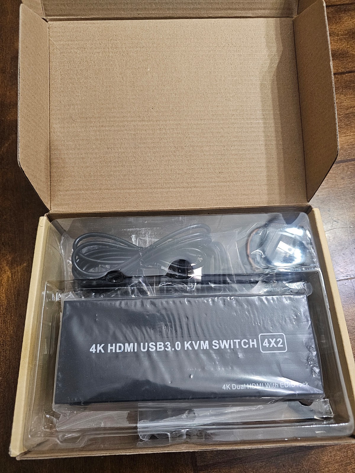 USB 3.0 HDMI KVM Switch Dual Monitors 4 Computers, Supports EDID, 4K@6OHZ KVM Sw