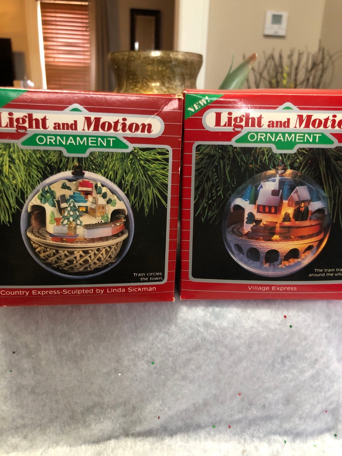 Hallmark ornament Light and Motion Country Express, Village Express set of 2 (1)