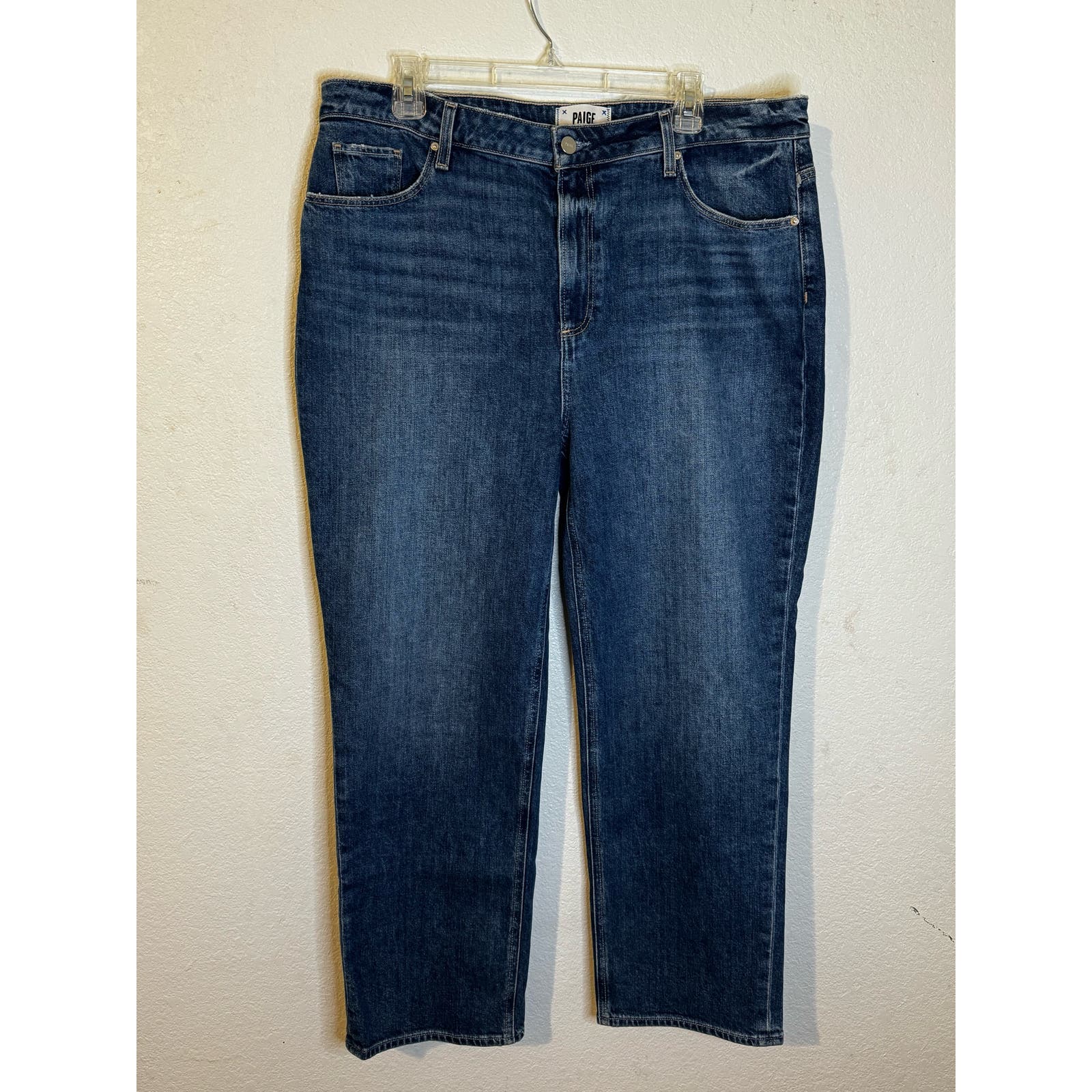 Paige Women's Sarah Jeans High Rise Straight Ankle Size 34 Blue