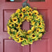 Artificial Sunflower Summer Wreath - 16 Inch Decorative Fake Flower Wreath