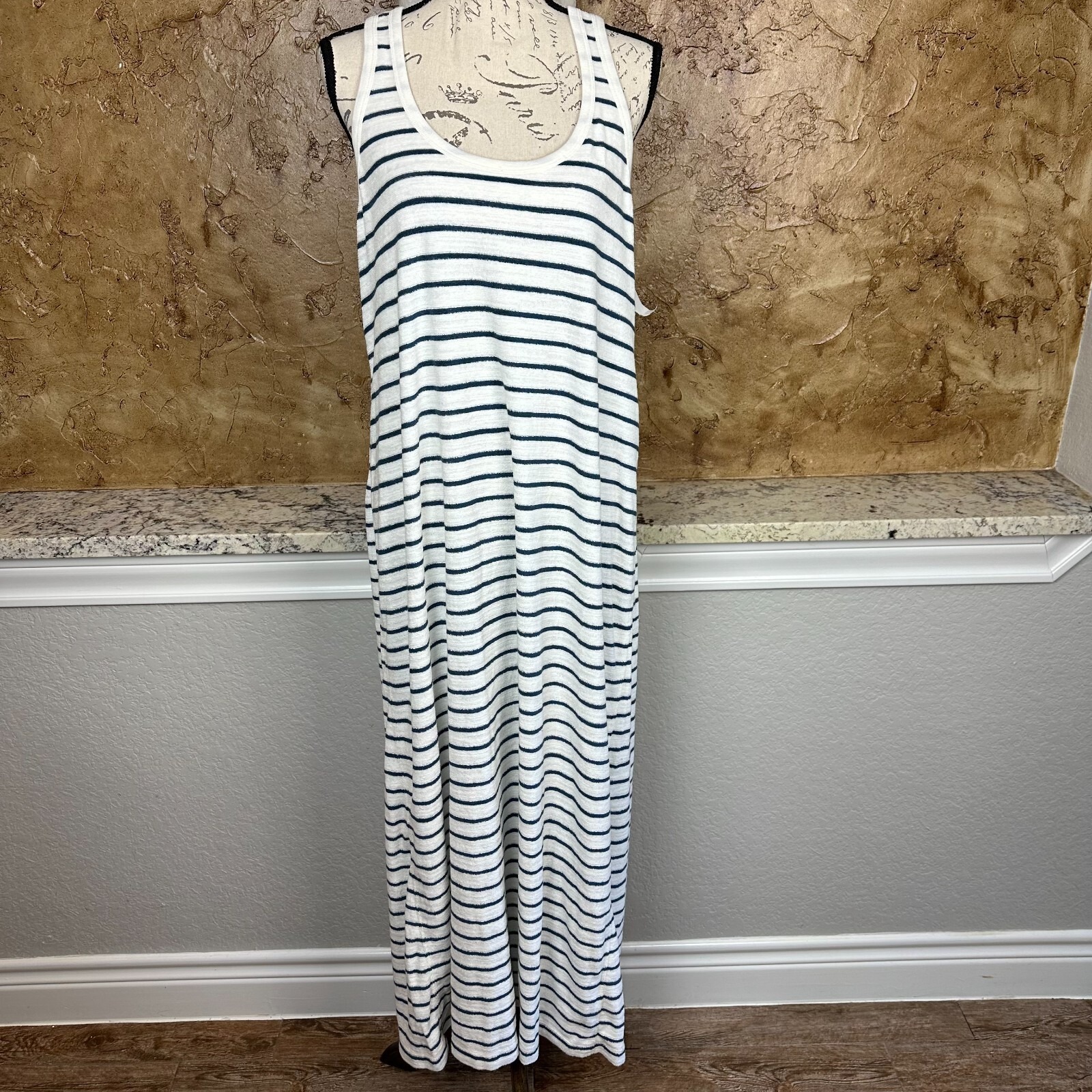 NWT Faherty Dress Womens XXL Cabana Towel Terry Racerback Striped Maxi