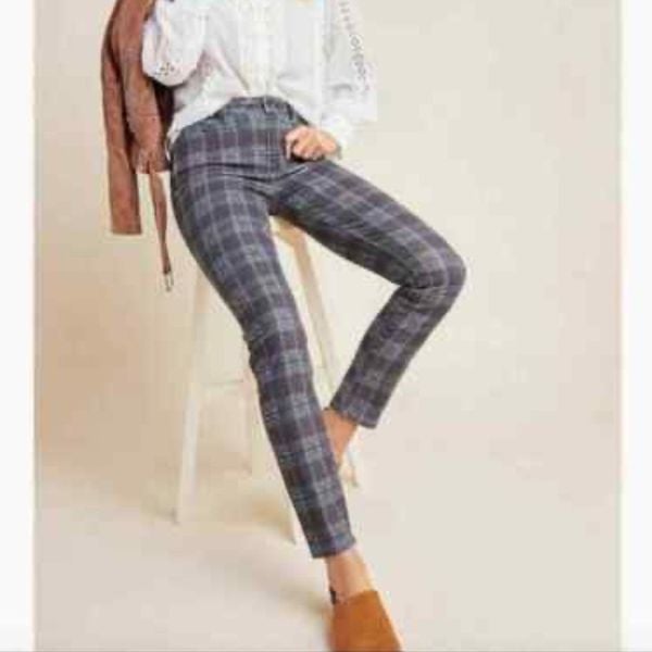NWT Paige / Anthropologie Hoxton Skinny Ankle Atlantic Tartan - size 24