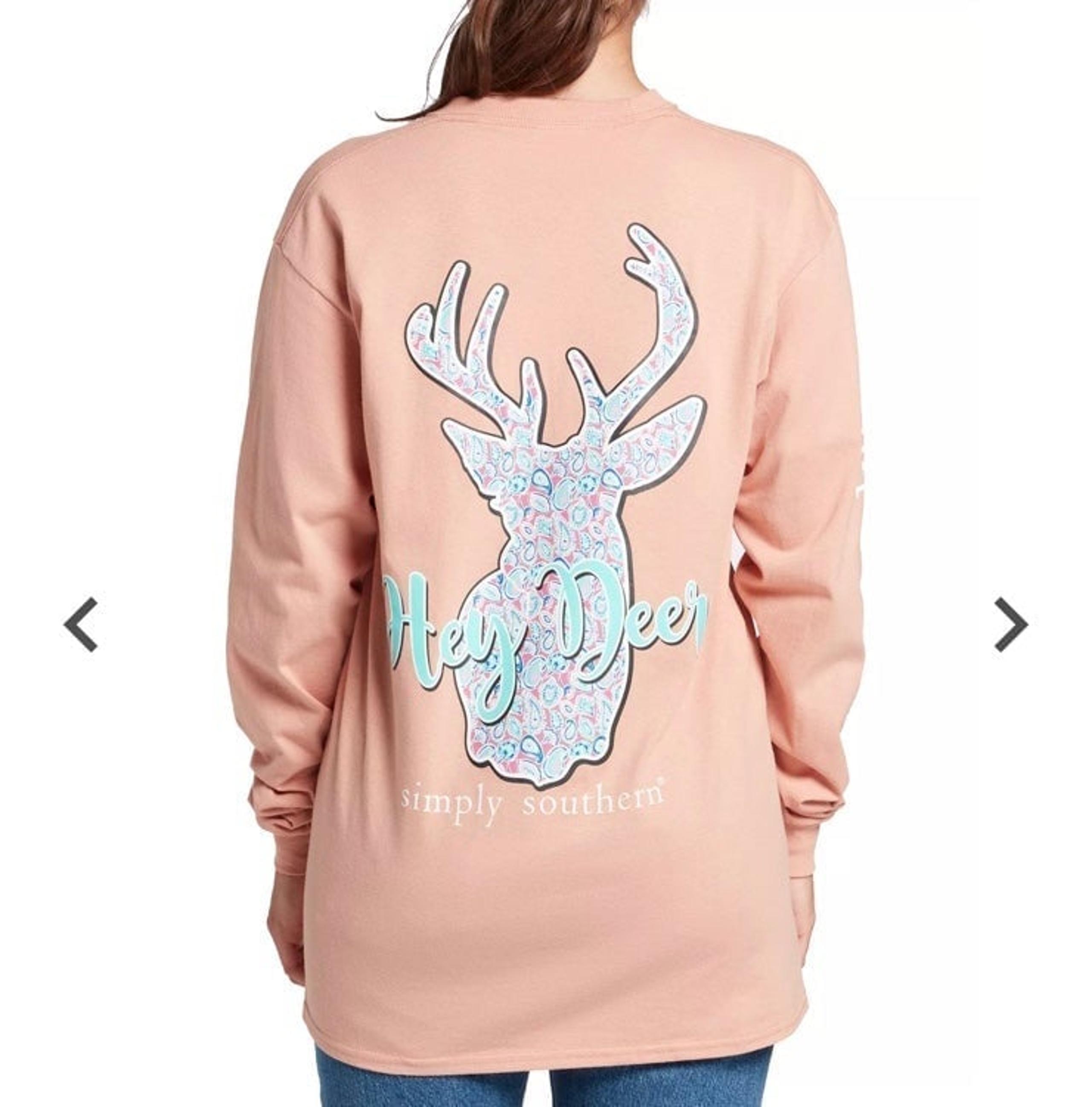 New Simply Southern Women's Paisdeer Long Sleeve Shirt Size small  Retail $30 Co