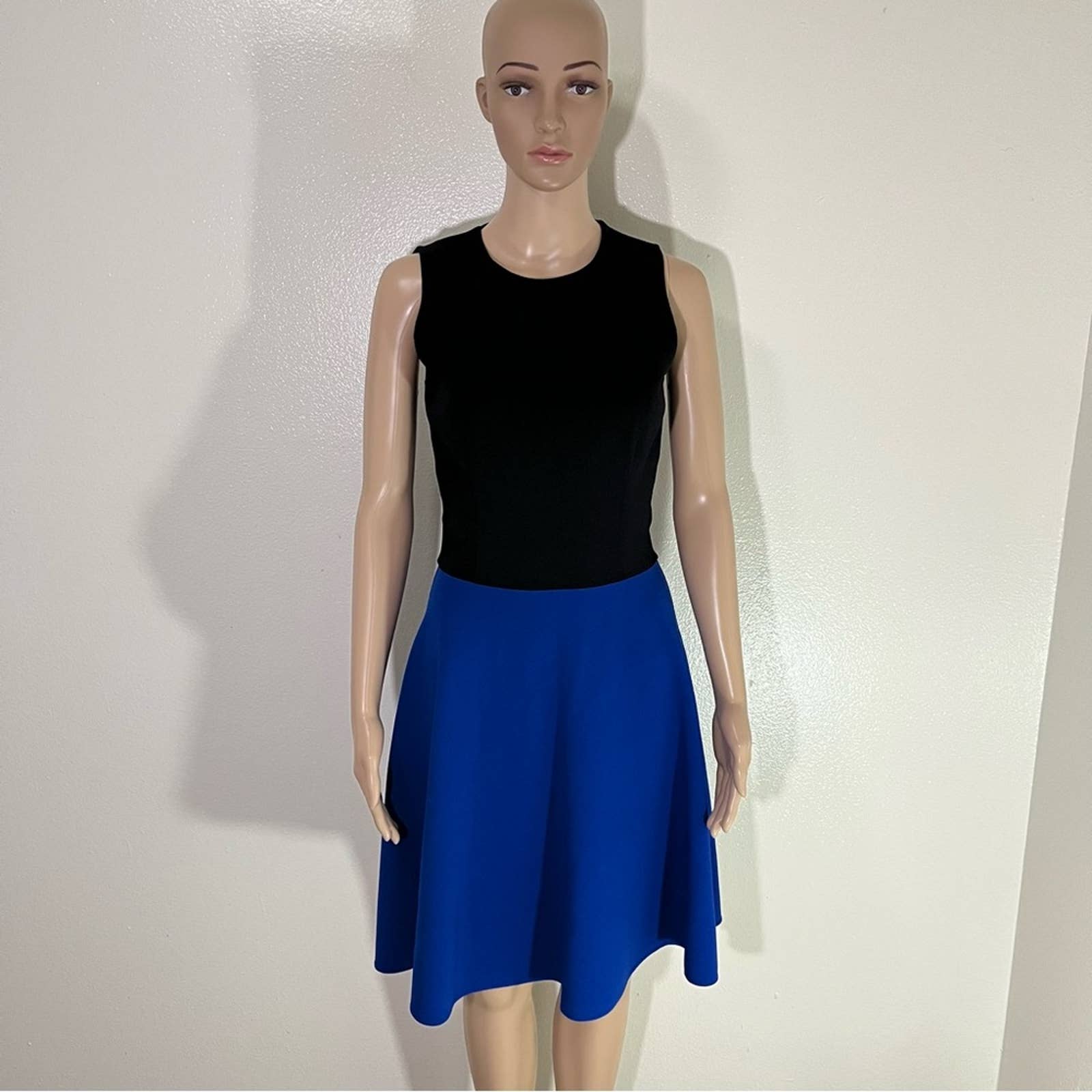 Michael Kors Collection Italy Black Blue Stretch Wool Sleeveless Dress 4
