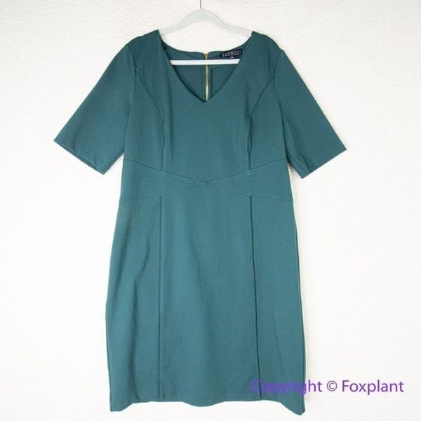 New! Eloquii 9 to 5 Stretch Work Dress dark emerald Green sheath, size 18