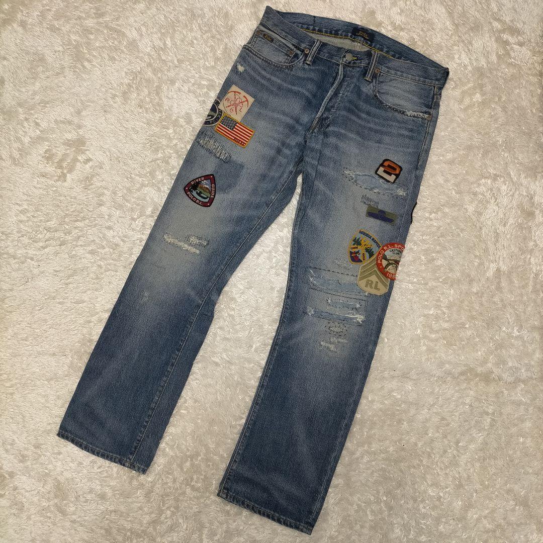 【Extremely Rare, Excellent Condition】 Polo Ralph Lauren Patch Straight Denim Jeans
