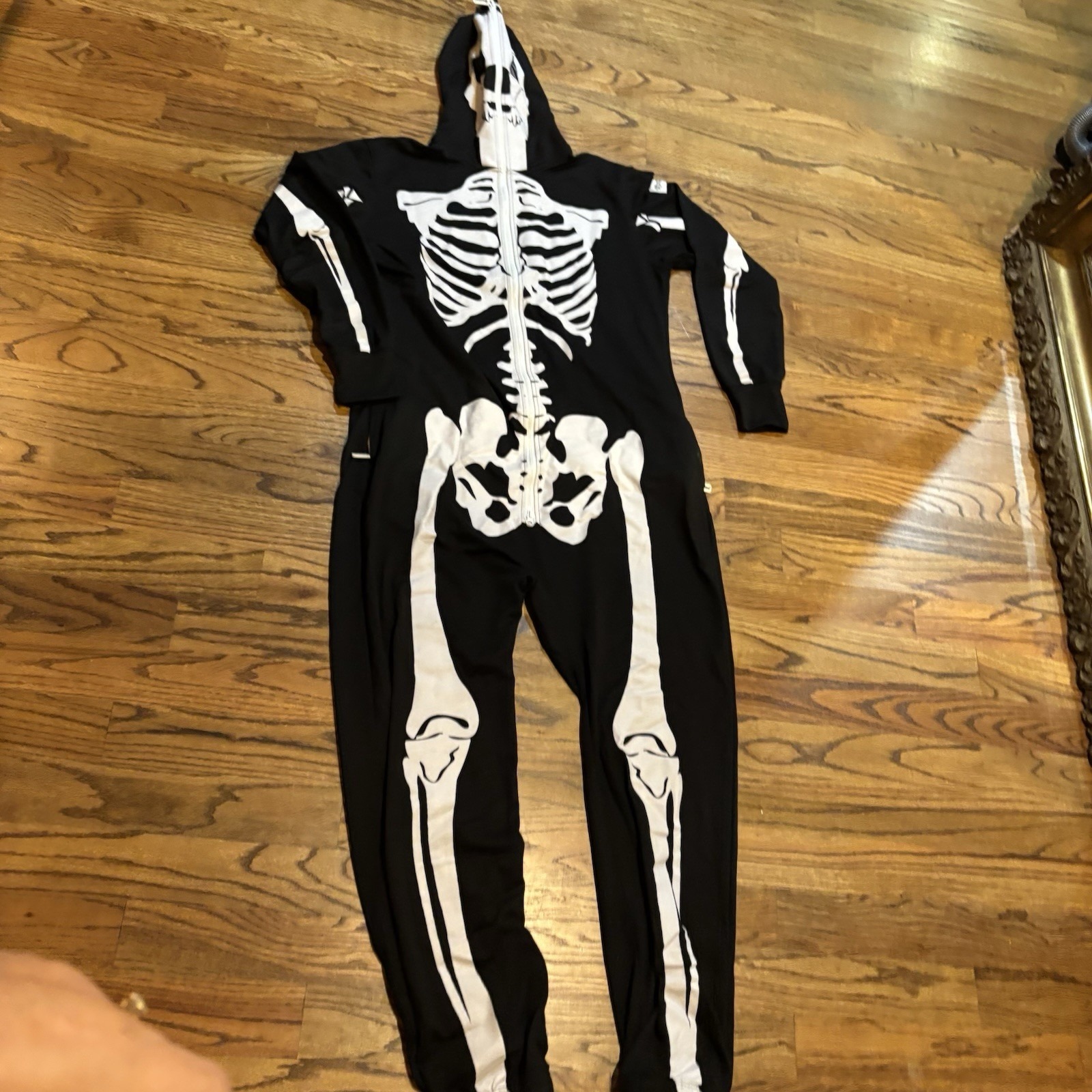 TIPSY ELVES ONE PIECE ZIP UP MASK SKELETON JUMPSUIT Unisex Size XL HALLOWEEN