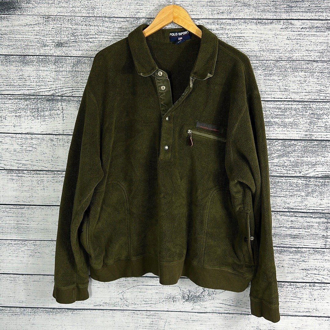 Vintage Polo Sport Ralph Lauren USA Made Fleece Pullover XL