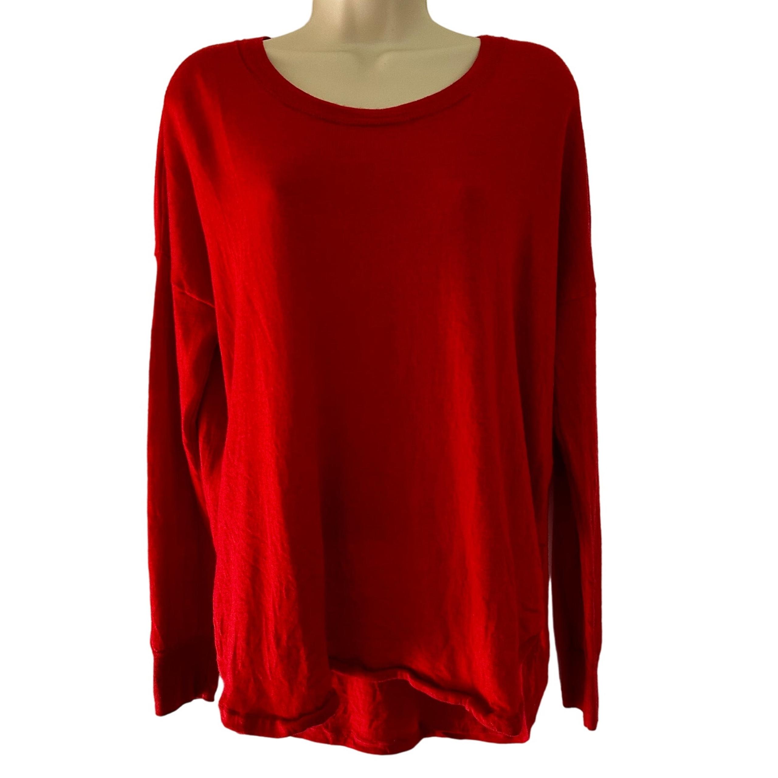 Madewell Sweater 100% Merino Wool Scoop Neck Red Women's Large Classic Staple