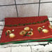 Vintage Tablecloth Red Green W/ Floral Print Dandelion Fluffs 84” X 54”