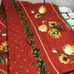 Vintage Tablecloth Red Green W/ Floral Print Dandelion Fluffs 84” X 54”