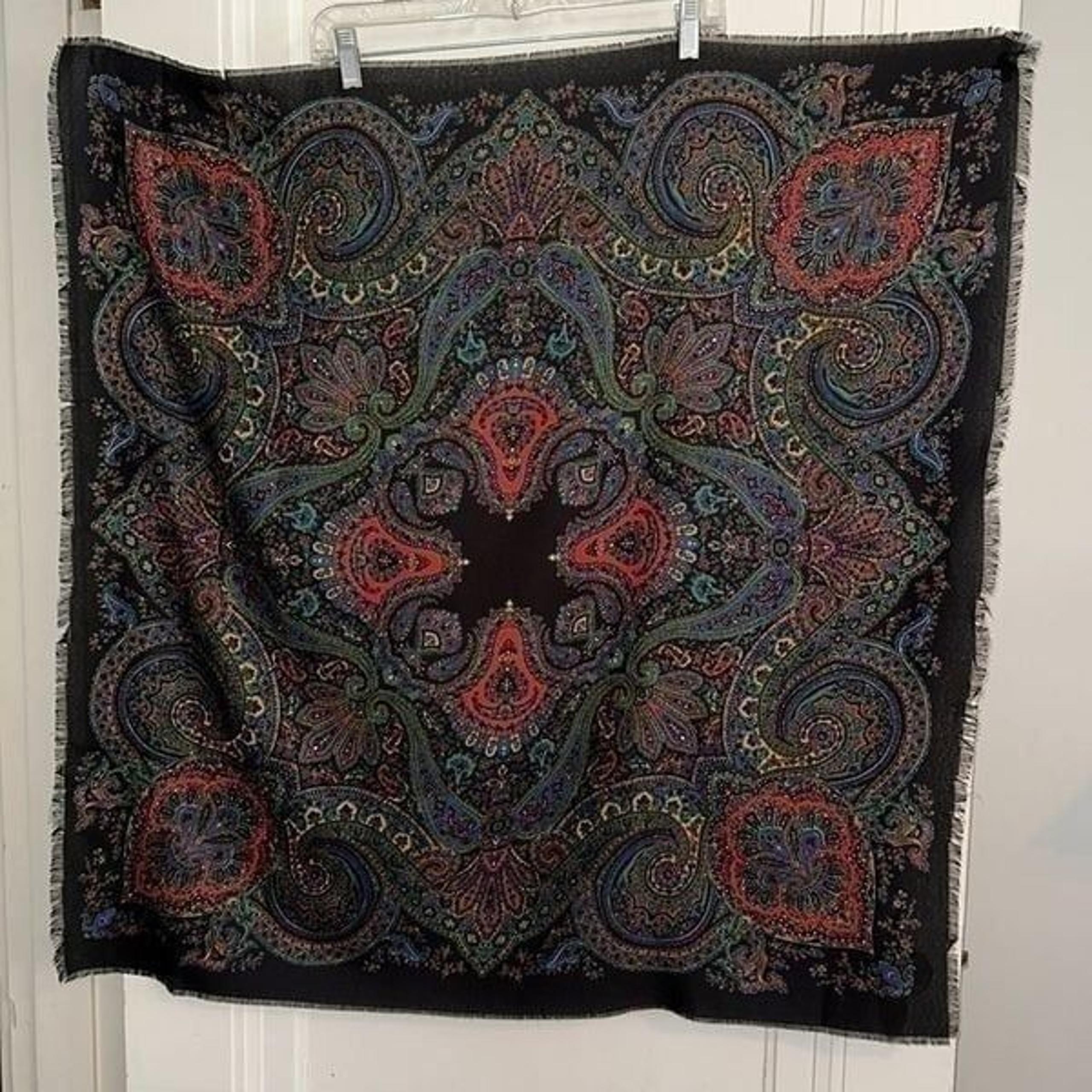 Vintage very large The Specialty House multi color paisley boho polyester scarf