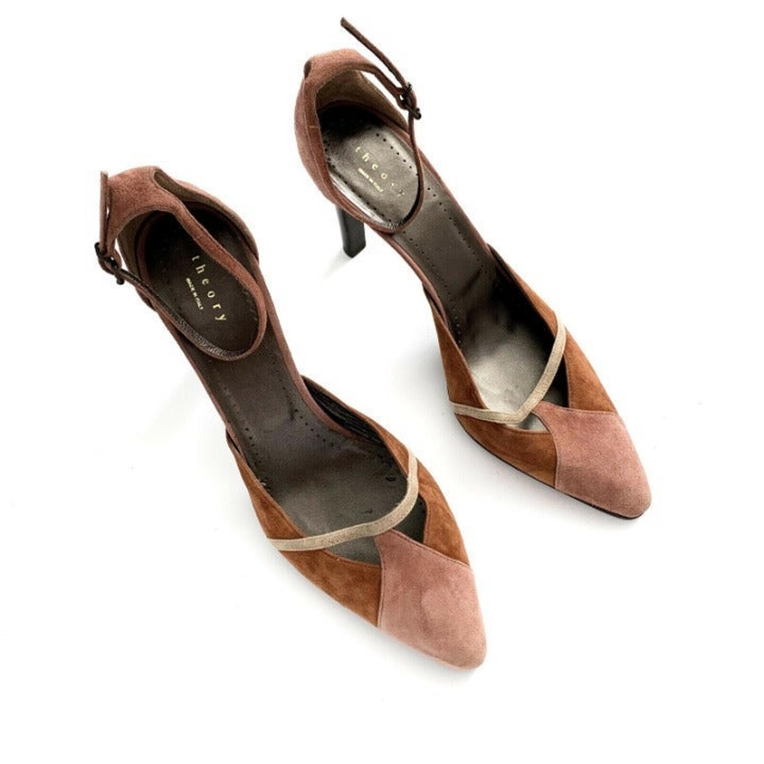 Theory Suede Ankle Strap Pointed Heels