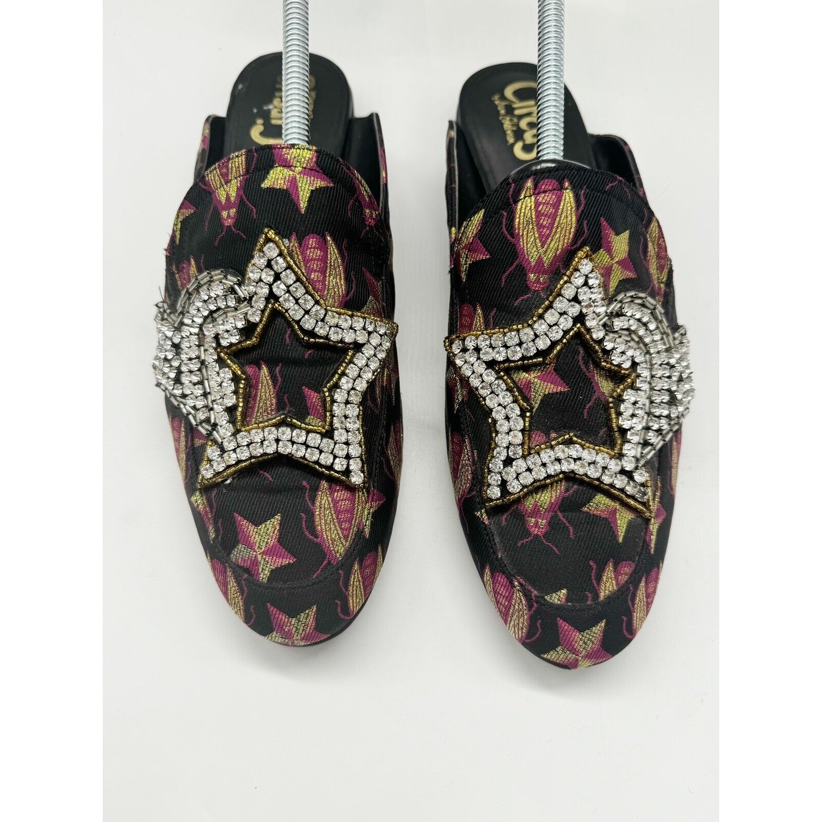 Sam Edelman Circus Pelham Mule Slides Beetle Print Rhinestone Star Size 9