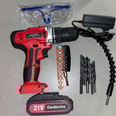 Cordless Power Drill Set: 21V Electric Drill with Fast Charger 3/8-Inch