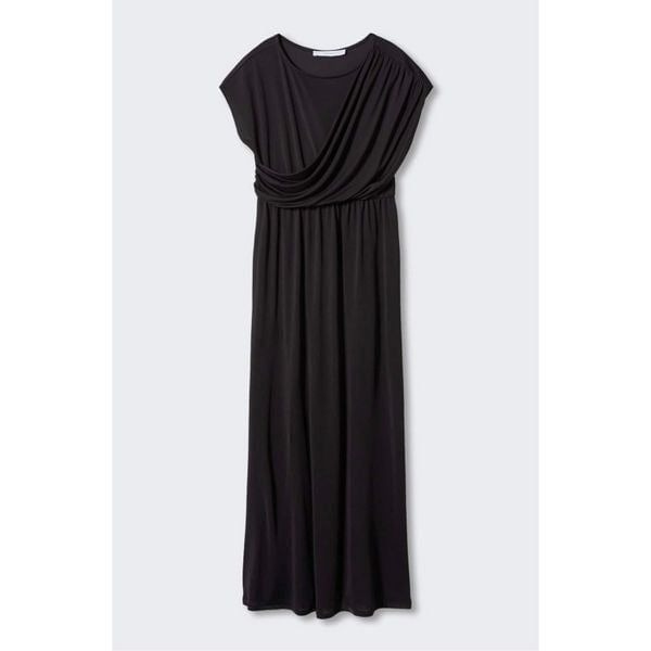 Mango Draped Detail Dress Black Size M