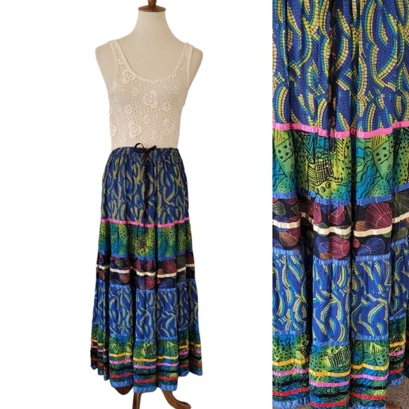 Marsh Landing Multi-color Bohemian Festival Maxi Full Skirt