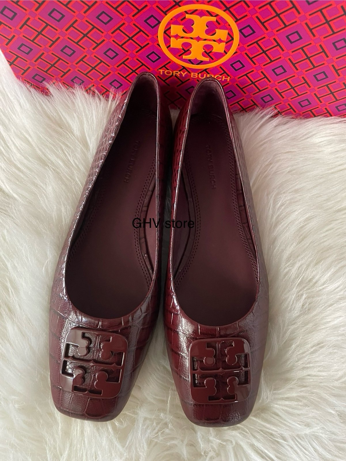 Tory Burch Georgia Ballet Soft Croco Emboss Flats