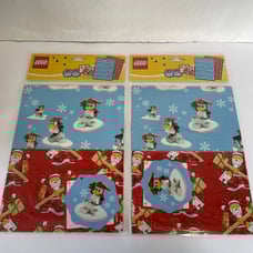 Lego Christmas Santa Penguin wrapping paper set of 2 New