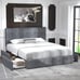 Queen Size Platform Bed Frame with 4 Storage Drawers and Headboard, Square Stitc
