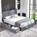 Queen Size Platform Bed Frame with 4 Storage Drawers and Headboard, Square Stitc