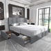 Queen Size Platform Bed Frame with 4 Storage Drawers and Headboard, Square Stitc