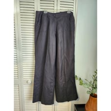 Ashley Stewart Wide Leg Linen Blend Pants Women's Plus size 14 Black Career EUC