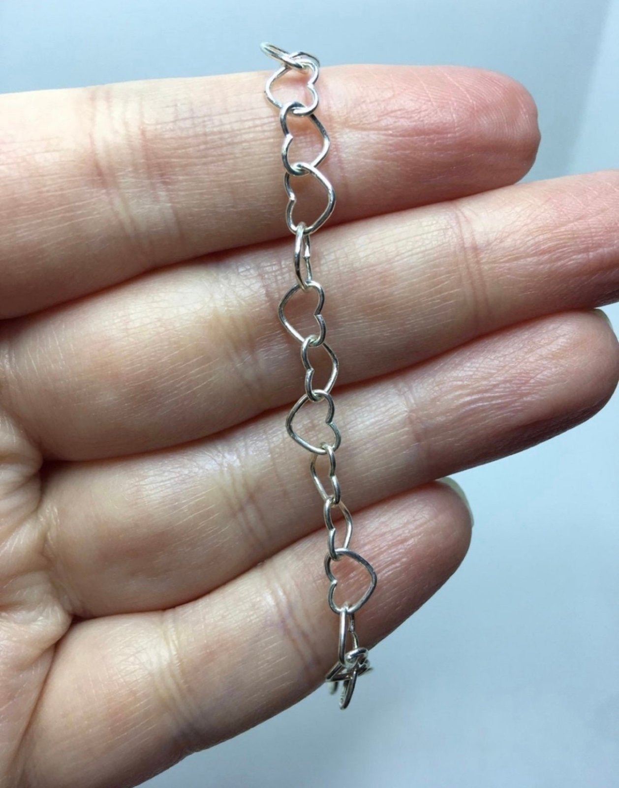 925 Sterling heart link bracelet