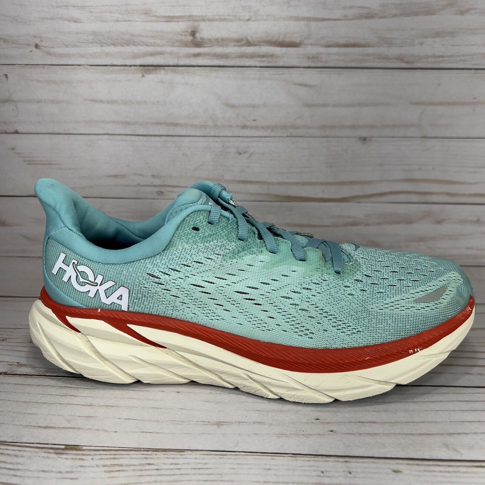 Hoka One One Clifton 8 Running Shoes Womens Size 9.5 B Blue Aquarelle Athletic