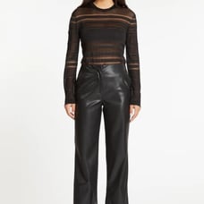 NWT Ladies Size 8 Adler Collection Black Leather Straight Leg High Waist Pants