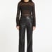 NWT Ladies Size 8 Adler Collection Black Leather Straight Leg High Waist Pants