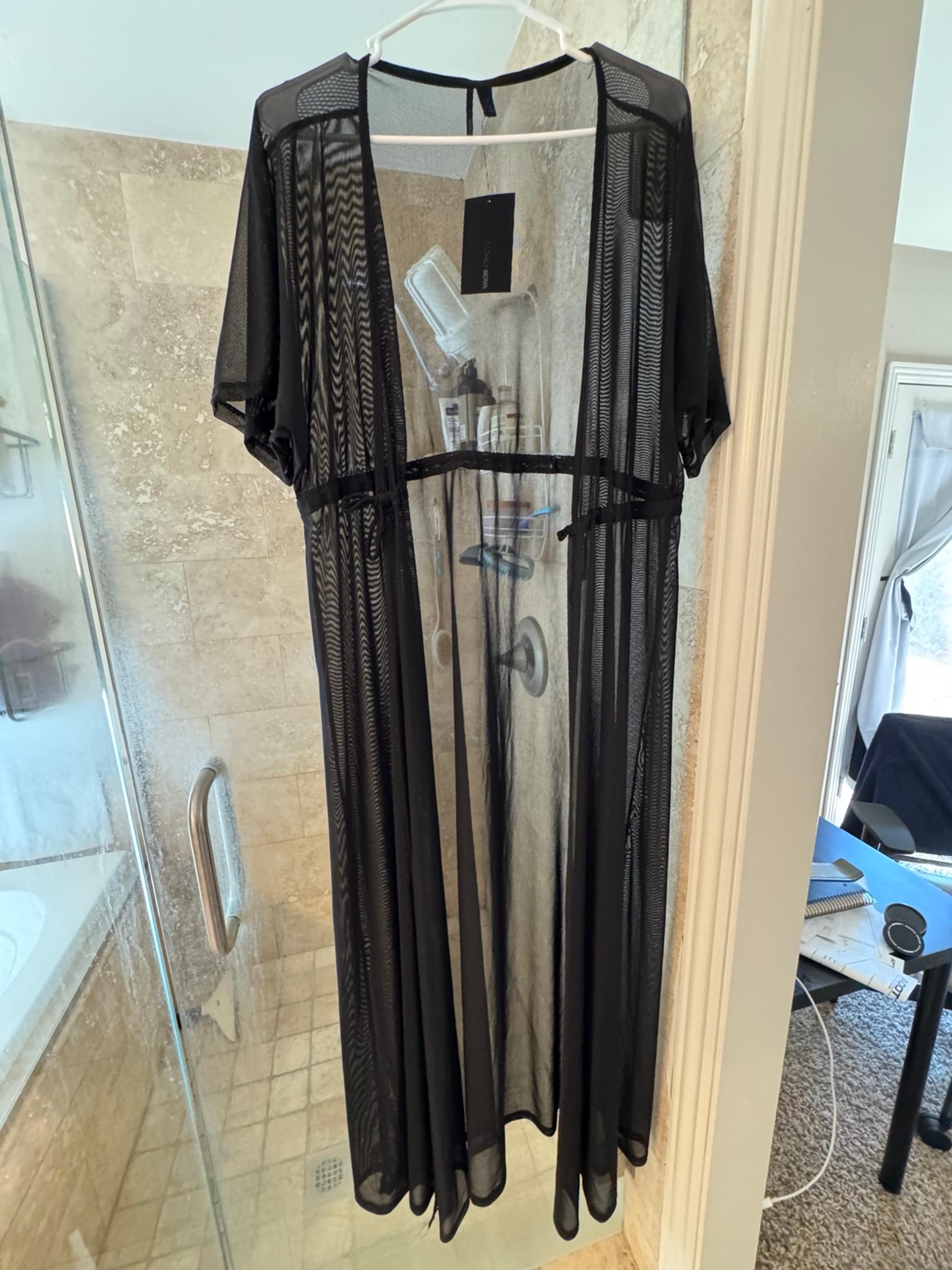 Fashion Nova Mesh Long Swimsuit Cover Up Black